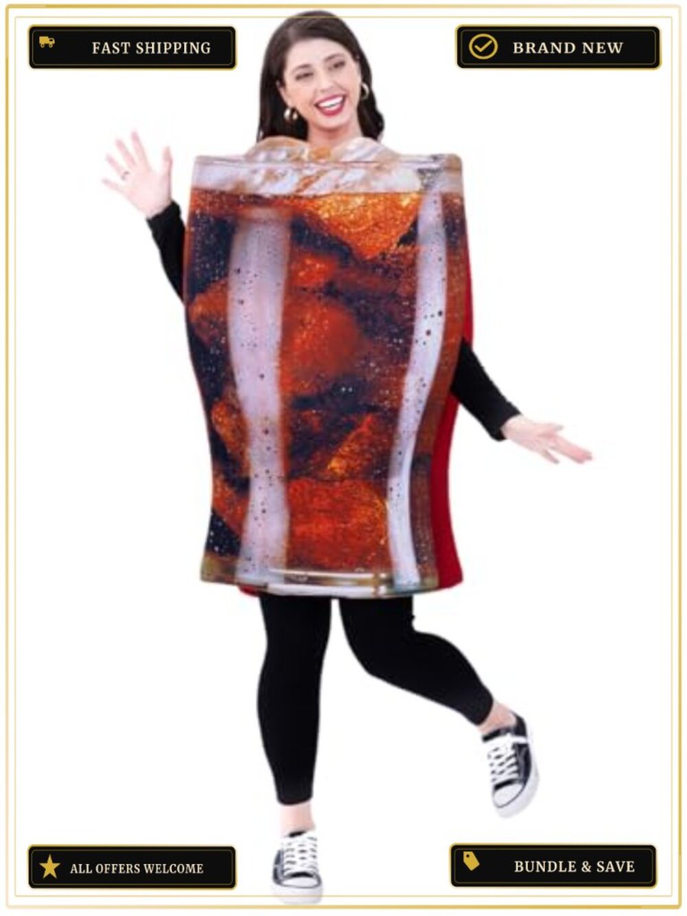Adult Cola Cup Costume One Size Fits All 100% Polyester Halloween